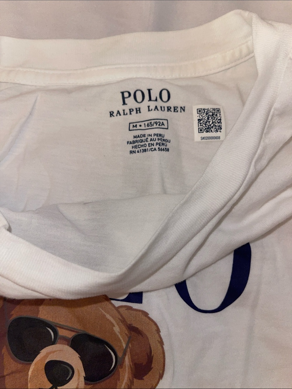 Polo Bear Ralph Lauren White Tee with Navy Graphic - Picture 3 of 4